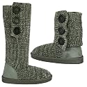 Womens Grey Knitted Knit Crochet Cardi/Cardy Flat Boots
