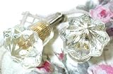 Vintage Glass Knobs ~ Shabby Chic Cabinet or Drawer Crystal Clear Glass Pulls ~ Set of 4 ~ Diamond