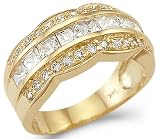 Solid 14k Yellow Gold Ladies CZ Cubic Zirconia Wedding Anniversary Band Ring 2.0 ct