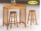 Oak/Terracotta Mission Style Tile Top Table/Stool