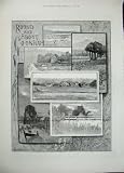 Review Old-print  / 1896 COOKHAM CHURCH WEIR BRIDGE RIVER LOCK STATION ART