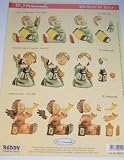 A4 3D step by step Hummel decoupage sheet - Christmas angels