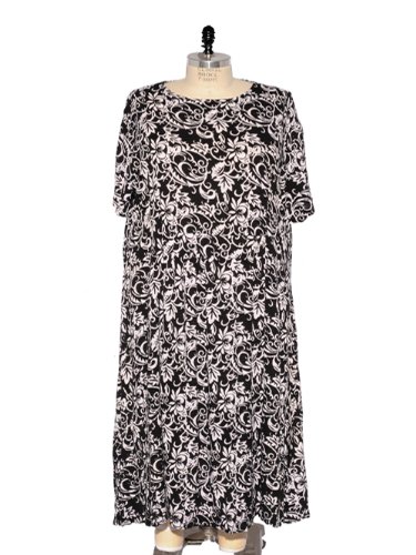 WeBeBop Plus Size Ancestors Print Short Sleeve Easy Dress (1X)