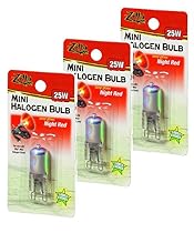 Zilla Mini Halogen Lamp Reptile Bulb, 25-watt, Night Red (3 Pack)
