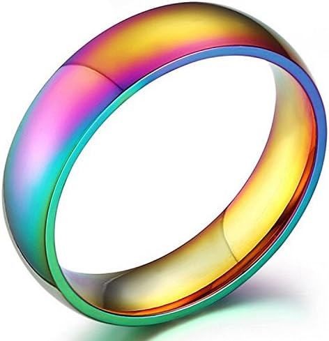Nafast Stainless Steel Dome Rainbow Couple Lebian &amp; Gay Ring (9)