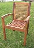Contemporary Slatted Chair (Stained Acacia) (35.5H x 23W x 20D)