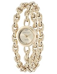 Anne Klein Womens AK/1438CHGB Diamond Dial Gold-Tone Double Wrap Chain Bracelet Watch
