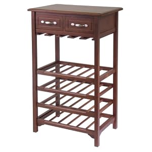 Winsome Wood Wine Rack with 2 Drawers, Antique Walnut by