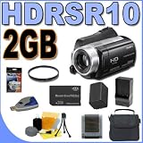 Sony HDR-SR10 40GB Hard Drive HD Camcorder with 15x Optical Zoom PLUS 2GB PRO Duo Memory Stick - Extra Rechargeable Battery - UV Filter - Quick External Charger - HDRSR10 BigVALUEInc Accessory Saver Bundle + MORE