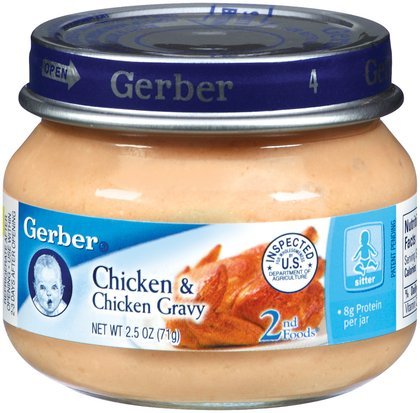 Click to see more detail Gerber 2nd Foods Chicken and Chicken Gravy - 2.5 oz. 12 Pack  Gerber 2nd Foods Chicken and Chicken Gravy - 2.5 oz. 12 Pack 