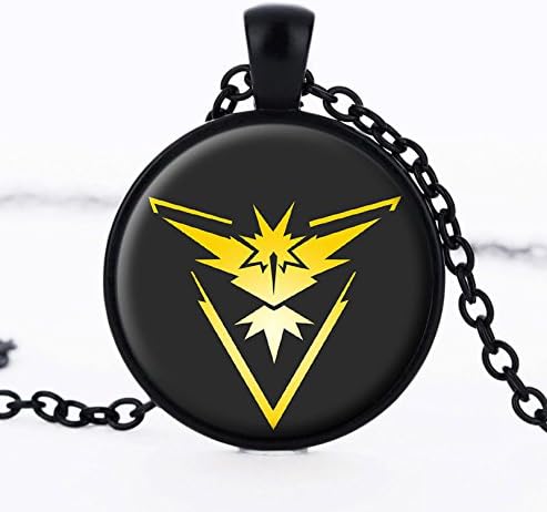 JewelryX - Black Team Instinct Pokemon Go Ball Pokeball Cabochon Glass Charm Pendant Chain Necklace Women Men