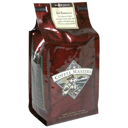 Coffee Masters Flavored Coffee, Irish Buttercream, Whole Bean, 12-Ounce Bags (Pack of 4)