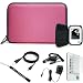 Pink Nylon Hard Durable Premium Cover Carrying Case with Interior Mesh Pocket + Indlues a 4-Inch Determination Hand Strap + Includes a Anti Glare Screen Protector + 3 in 1 Travel Charger Combo Set includes a Home and Car Charger with a USB Sync Data Cable for your EReader