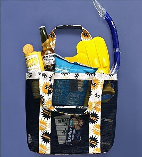 FGN beach bag, mesh beach tote bag pool handbag with pocket for women,kids toys