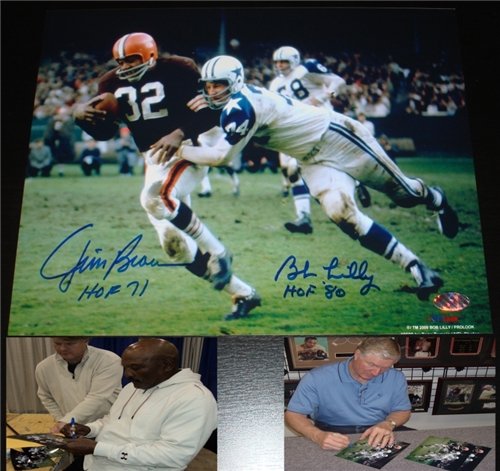 Jim Brown & Bob Lilly Autographed/Hand Signed Browns/Cowboys 8 x 10 Photo