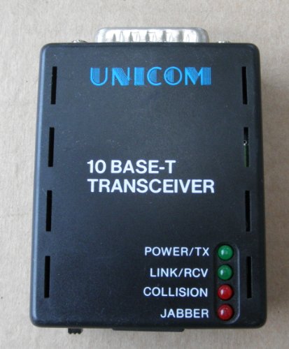Unicom Trans-10T 10 Base-T Transceiver Adapter - RJ45 Female to AUI DB15 Male