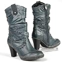 MARCO TOZZI Damen Halbschaft Stiefel, Zierb&auml;nder, bottle gr&uuml;n antik