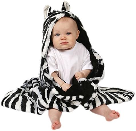 Zebra Faux Fur Hooded Wrap Blanket by Pickles Journey