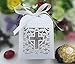 JoinwinNew Design 50 Pack Cross Laser Cut Favor Box Christening Baby Shower Bomboniere with Ribbons Party Favors (White)