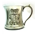 Pewter Childs cup with cast teddy motif
