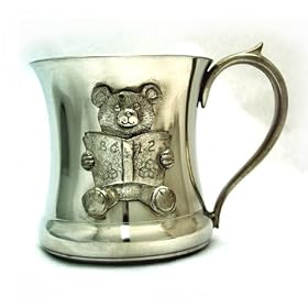 Pewter Childs cup with cast teddy motif