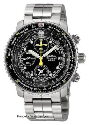 Seiko Men's Flight Alarm Chronograph Watch #SNA411