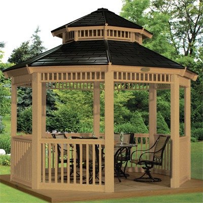 Suncast 12-Feet by 12-Feet Double Roof Gazebo, Wood Grain