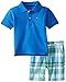 Miniowl Little Boys' 2pcs Shorts Set Polo T-Shirt with Elastic Waistband Shorts (2t, Black)
