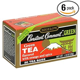 Bigelow Constant Comment Green Tea, 20-Count Boxes (Pack of 6)