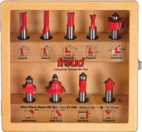 Freud 91-108 Basic Router Bit Set with 1/2-Inch Shank, 9-Piece