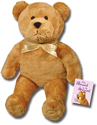 Holy Bears, Teddy Bear, 8" Approx Stuffed Animal, Light Brown Too Blessed to Be Stressed Bear. Melt Your Worries Away with This Supersoft Bear! Inside Hangtag: "May You Be Blessed By the Lord, the Maker of Heaven and Earth. Psalm 115:15".