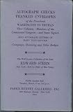 Autograph Checks , Franked Envelopes of the Presidents, Washington to Truman - The Famed Collection of the Late Edward Stern (Stamp Auction Catalog) (Parke-Bernet Galleries, Sale 1578)