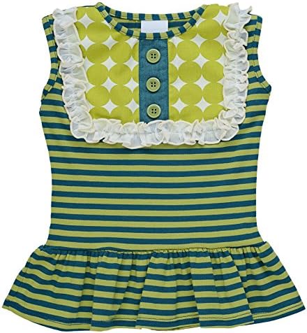 Persnickety Lou Lou Peplum Top in Green Blue Stripe, 3