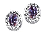 1.00 cttw Lab Created Alexandrite Earring - 14kt White Gold LIFETIME WARRANTY