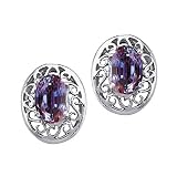 1.00 cttw Lab Created Alexandrite Earring - 14kt White or Yellow Gold