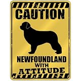 New Caution : Newfoundland With Attitude Parking Sign Dog
