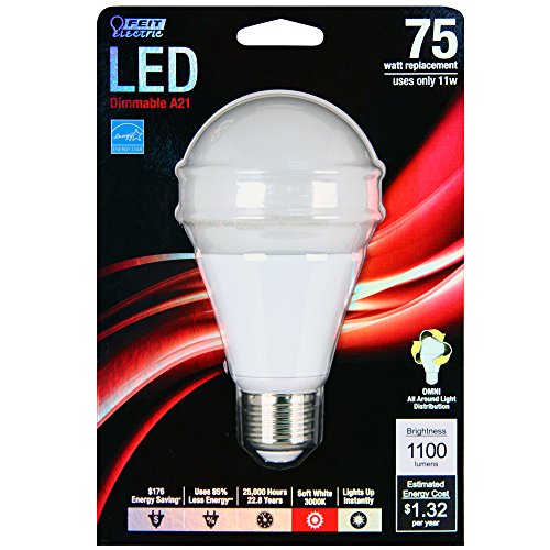 Feit Electric BPOM75/830/LED A19 3000k Dimmable LED, 75W