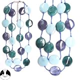 SG Paris Necklace 2 Rows 55cm+Ext Rhodium Multi Blue Comb Bleu Combinaison Necklace Necklace Plastic Summer Women Pop Spirit Fashion Jewelry / Hair Accessories Circle