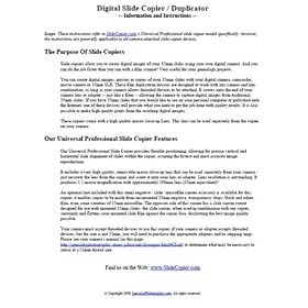 Specialty Photographic Slide and Film Copier Instructions: For Specialty Photographic, Bower,... by Specialty Photographic