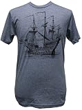 Men's Annex Clothing Galleon Ship Victorian Steampunk Etching Art Design Print Tee Shirt