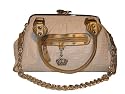 Ciara Frame Top Faux Leather Tote or Grab Bag with Gold Chain Charm -- SwankySwans