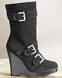 Buckle-trim wedge boot