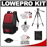 IMAGE OF Lowepro Fastpack 350 Digital SLR Camera Backpack Case (Red) + Tripod + Accessory Kit for Rebel T3, T3i, T1i, T2i, EOS 60D, 50D, 5D Mark II, 7D, 1D, 1Ds
