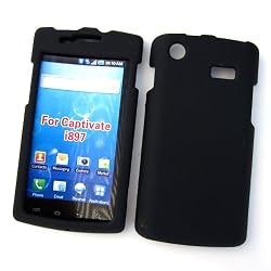 Samsung Captivate I897 (AT&T) Rubberized Snap On Protector Hard Case, Black