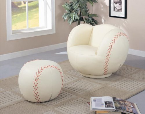 Baseball Chair & Matching Ottoman made for Larger Children