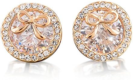 Crystal Earrings Studs for Women Crystal Bow Earring 18k Rose Gold Overlay