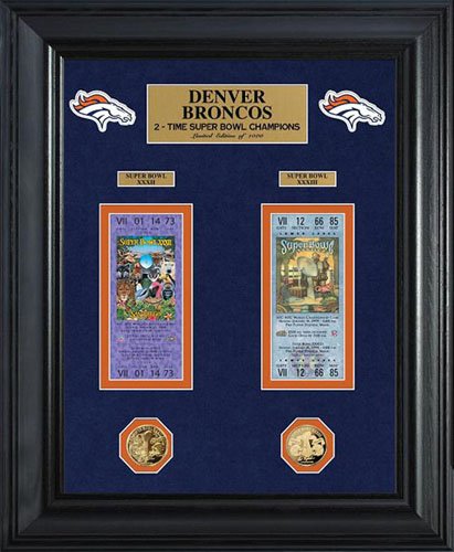 NFL Denver Broncos Super Bowl Ticket and Game Coin Collection Framed