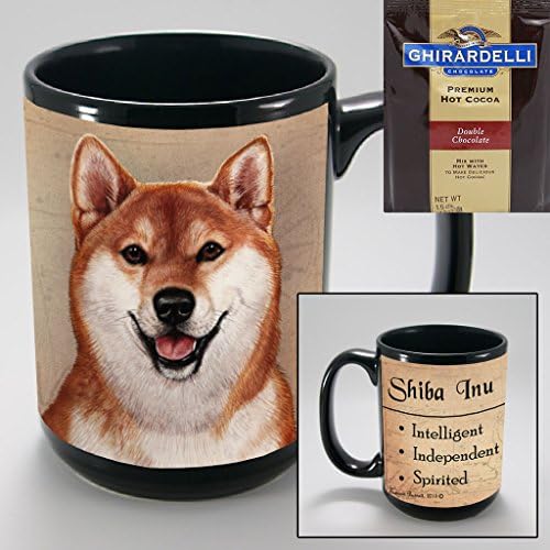 Shiba Inu 15-oz Coffee Mug with 1 Pack of Ghirardelli Double Chocolate Hot Cocoa