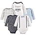 Little Treasure Baby Cotton Bodysuits, Dapper 5Pk Long Sleeve, 6-9 Months (9M)