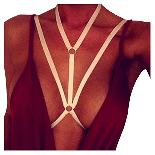 Bra Lingerie,START Womens Harness Bra Elastic Hollow Out Bra Bustier (US=6, White)